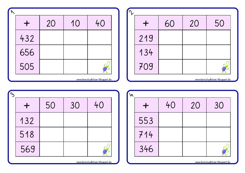 Tabellenrechnen mit Zehnerzahlen (1)